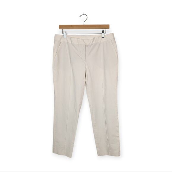 Akris Punto Frankie Ivory Seam Front Slim Leg Cropped Dress Pants Size 12